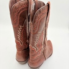 Coconuts Youth Western Cowboy Boots Brown Red Embroidered Pull On Size 5M