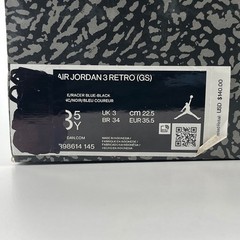Jordan 3 Retro GS Racer Blue White Black Cement 398614-145 Kids Size 3.5Y