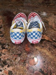 Vans Checkered Red Blue Yellow off the wall youth size 4