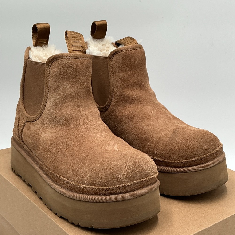 UGG Neumel 1143710K Boots Kids US 4 Brown Suede Faux Fur Lined Chelsea eBay2821