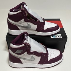 Jordan 1 High Bordeaux Grade School Size 7Y New 575441-611 AJ1 Metallic Silver