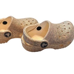 Crocs Classic Glitter Clog Silver Sparkly Slip On Shoes 5 Play Casual