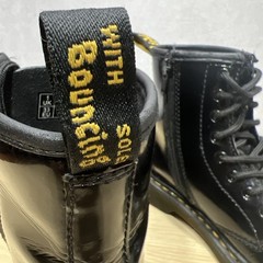 Dr. Martens Combat With Bouncing Soles Boots Youth Size 2 Zip Black Patent AW004