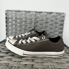 Converse All Star Low Canvas Brown Junior Size 5.5 White Lace Sneakers Great