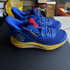 Under Armour Blue/Yellow/Red/White Mesh Low Top Lace-Up Unisex Kids Sneakers