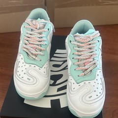 MSCHF Super Normal 2 Sneakers White Mint Pink Kids Size 4 Patterned Laces
