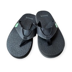 Sanuk Kids Sidewalk Surfers Flip Flops Black Size 13-1 Youth Boys