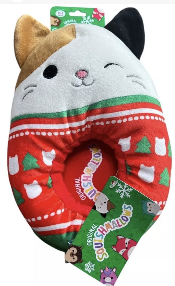Squishmallows Kitten Soft Comfort: Christmas Cat Kitty Slippers Size 13/1 NWT