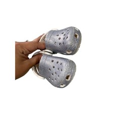 Crocs Toddler Classic Glitter Clog Silver Sparkle Shoes Size C4