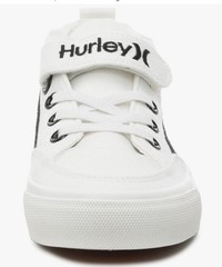 Hurley, Kids Hook and Loop W/ Lace Closer, Unisex, White w/Black Stripes, 10C