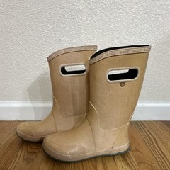 Bogs K RNBT GLITTER Waterproof Glitter Beige Youth Rain Boots Size 6, Euro 39