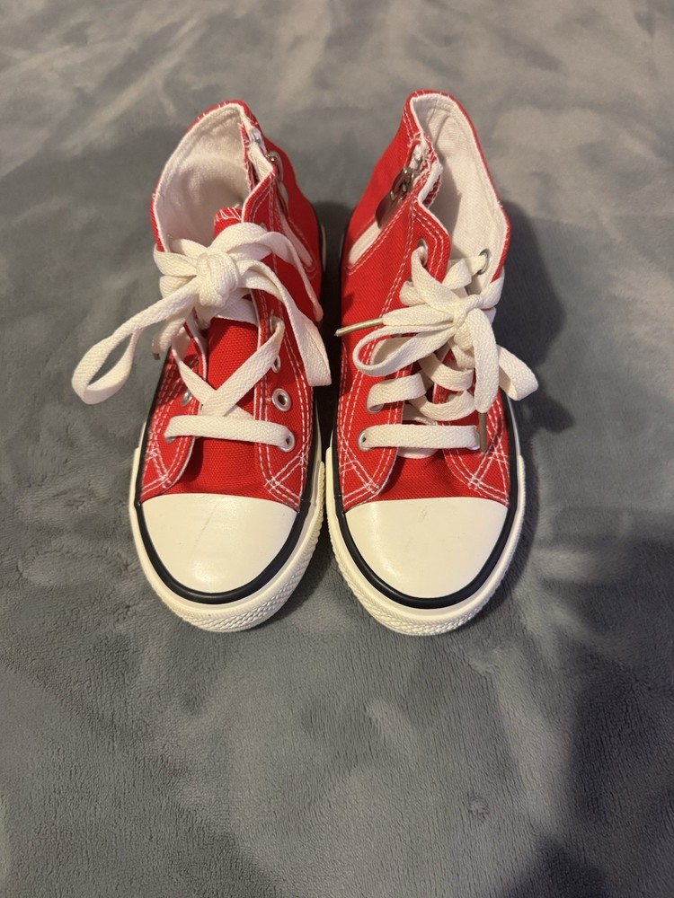 CESIVEAR BALAHOU Red High Top Canvas Sneakers Lace Up Zipper Unisex Kids Size 31