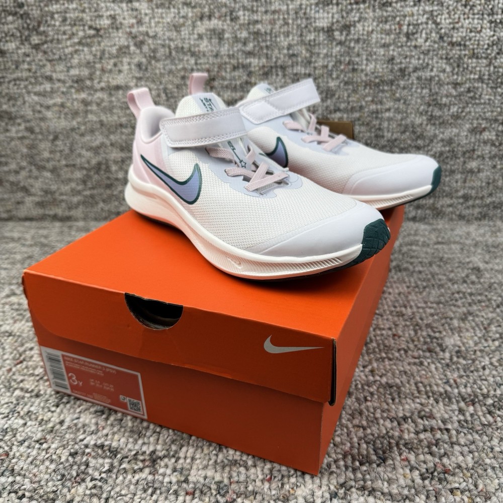 Nike Star Runner 3 Size 3Y PS White Pink Mineral Teal Pink DA2777-102 New