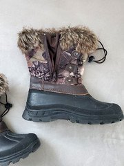 Duck Boots KSNOW Thinsulate Waterproof Camouflage Faux Fur Brown Big Kid Size 5