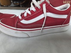 VANS Off The Wall Old Skool Red/White Canvas Low Top Lace-Up Sneakers US 5.5