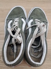 VANS Old Skool Suede Canvas Army Green Shoes Kids Size 4.5