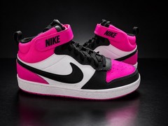 Nike Court Borough Mid 2 Black Pink Sneakers, Youth Size 7y HV0933-100