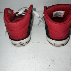 Girl’s black/red CONVERSE plaid ruffle tongue high top sneakers / shoes 11.5