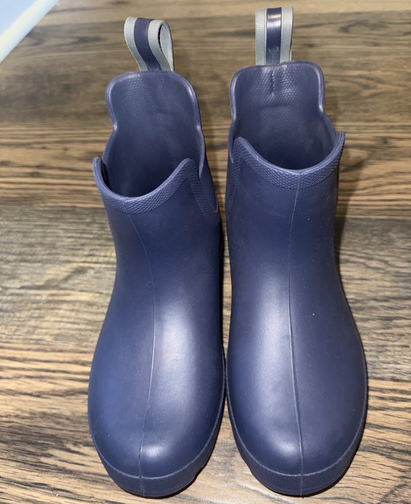 totes women’s Ankle Rain Boots Blue Pull-On Round Toe US 6 UK 4