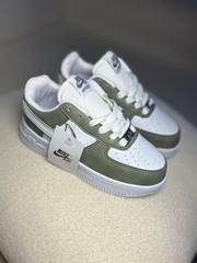 Nike Air Force 1 Low Kids White Olive Green Sneakers Size 11C EU 28 New