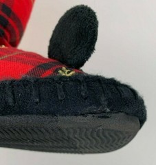 Mickey Mouse Red Holiday Plaid Bootie Slippers Unisex Kid Sz 2/3 NWOT Disney NEW