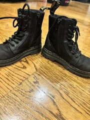 Dr. Martens Combs J KIDS Size 11 Us 28 Eu Black Tough Poly Combat Ankle Boots