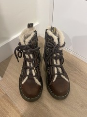 Dr. Martens Brown Leather Fur-Lined Combat Boots size 6.5 women’s