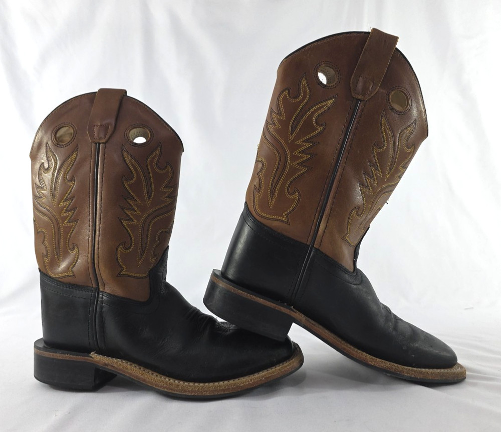 Cody James Inlay BBSC1810 Brown Pull On Square Toe Western Boots Youth Size 3 D