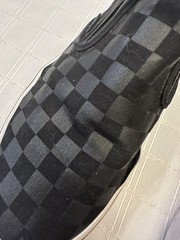 VANS Asher Checkerboard Check Canvas Slip On Shoes Pewter Black M 6 W 7.5