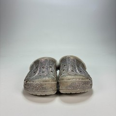 Crocs Baya Glitter Clog Silver Gray Shimmering Slip On Comfort Shoes Kids Sz 12
