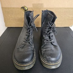 Dr Doc Martens 1460 J Black Leather Combat Boots Zip Kids Youth Size 3 US