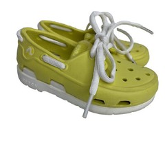 Crocs Toddler Kids Yellow Unisex Beach Line Lace Up Water Boat Shoes C7; Size 7