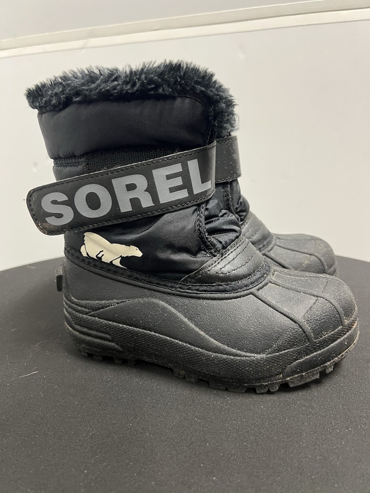 Sorel Kids Black Snow Commander Winter Boot Snow Boot Size 12 Waterproof
