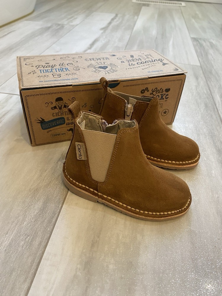 New! Cienta 1052065.21 Tan Brown Suede Zipper Boots Kids EU 22/US 6 M Leather