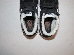 Vans Sk8 Mid Hook & Loop Black Suede Flannel Fur Shoes Kids Toddler Size 11.5