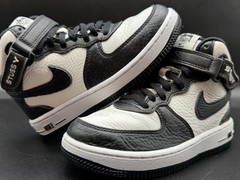 Size 1 – Stüssy x Nike Air Force 1 Mid in a black and white Kids Shoes 🐼