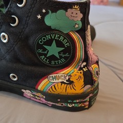 Converse Chuck Taylor All Star Psychedelic Hoops Graphic Black High Tops Size 2