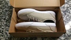 New Sperry Top Sider Kids Deckfin Junior Sneaker Khaki Chambray 13.5M