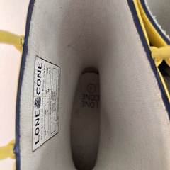 Lone Cone Kids Size 4 Pull On Rain Boots, Blue And Yellow With Handles