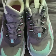 Nike Air Max 270 React Unisex Kids Sneaker US 3 Gray Purple Teal Lace Up