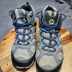 Merrell Hilltop Ventilator Mid Hiking Boots Unisex Kids Grey Blue US 4