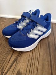 Adidas Kids Size 2 Ultra run 5 Blue White Sneakers Hook & Loop Lace Worn Once