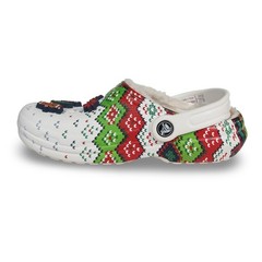Crocs Classic Lined Holiday Clogs Youth Size 3 White Red Green 207688 Jibbitz