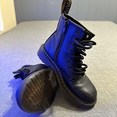 Dr. Martens Kids 12 Black Boots Zip Combat Lace Up