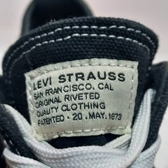 Levis Black Canvas Red Tab Rubber Sole Lace Up Athletic Sneakers Kids Sz 12