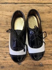 Kid’s Black and White Patent Leather Formal Dress Tuxedo Lace Up Round Toe Shoes