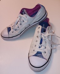 Converse All Star Double Tongue Sneakers/Shoes (654339F) White/Blue Junior Sz 6