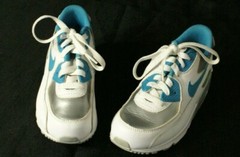Nike Air Max 90 White/Blue Lagoon/Metallic Silver Size 1 youth