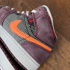 Nike Air Jordan 1 Mid Plaid Night Maroon Black White FD5460-608 GS Size 5.5Y
