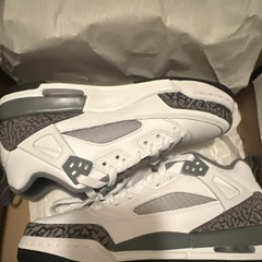 Jordan Spizike Low (GS) White Gray Leather Unisex Kids Athletic Sneakers 6.5Y